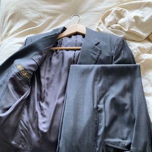 38-R Charcoal with Blue Pinstripe suit/Custom Made